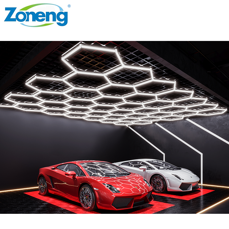 Hot Sale Led Hexagon Garage Lighting High Quality Detailing Led Lights 4S Shop Showroom Light Hexagonal