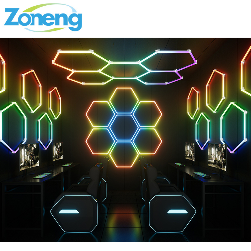 Hot Sell Honeycomb Led Lighting Luxury Hexagon Color Changing Lights Aluminium Led Tube Rgb Light