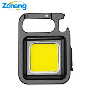 Zoneng Hot Sale Mini Aluminum Cob Pocket Work Light Flashlight With Bottle Opener