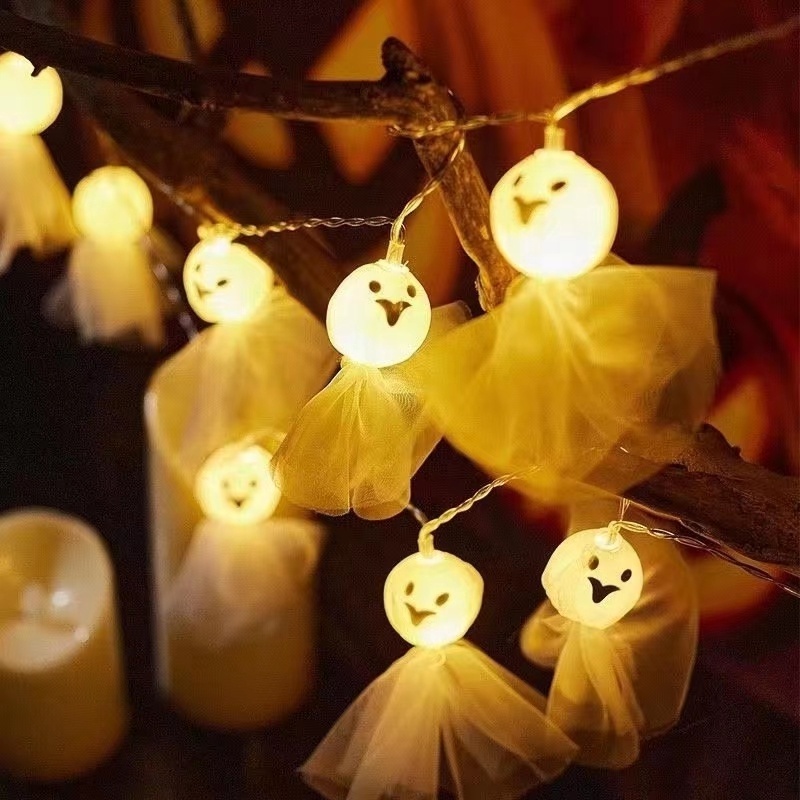 New Halloween Decorations Ghost Battery String Lights Ghost Festival Party Decoration Chain Lights