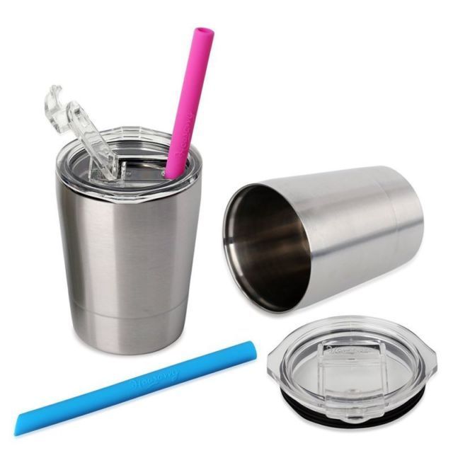 2 Piece Toddler Double Wall Stainless Steel Cups With Lids and Straws 8.5oz sippy cup tumbler