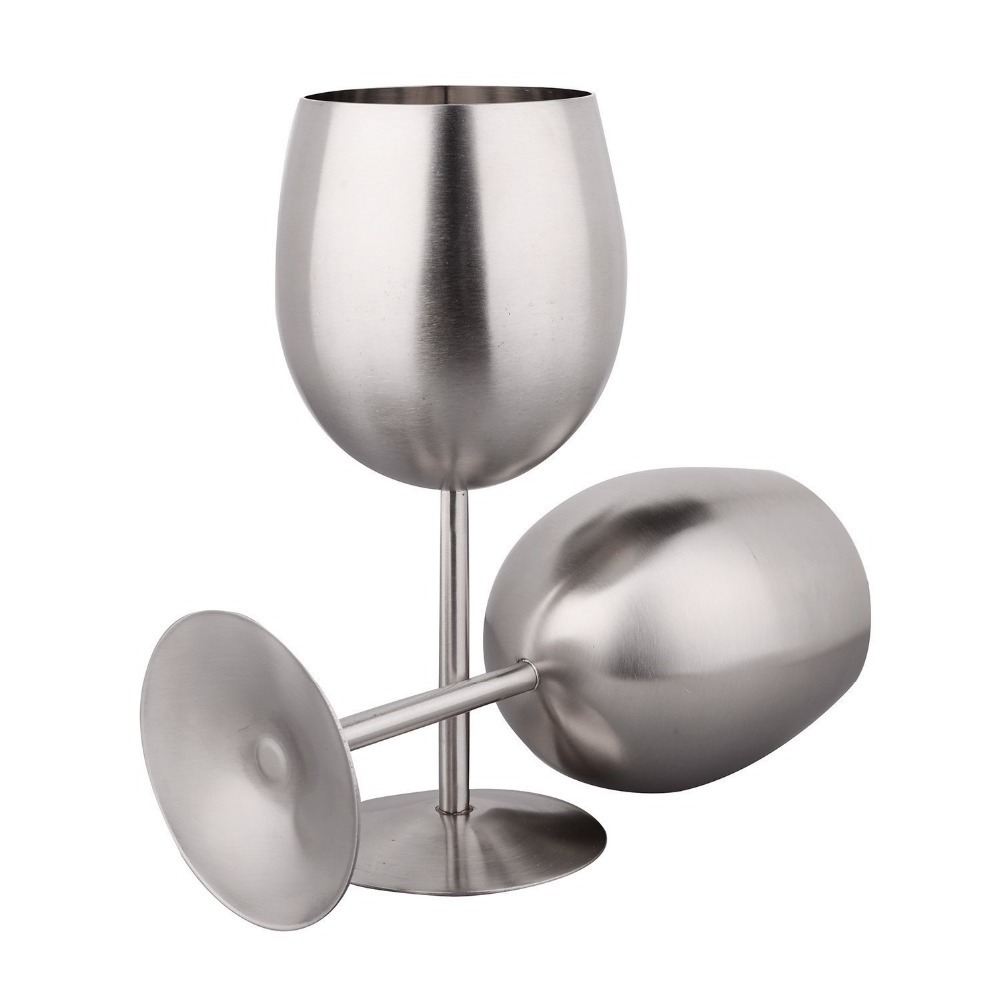 Red Wine Goblets Brushed Stainless Steel Champagne Cup single wall beer cup 10oz stem tumbler