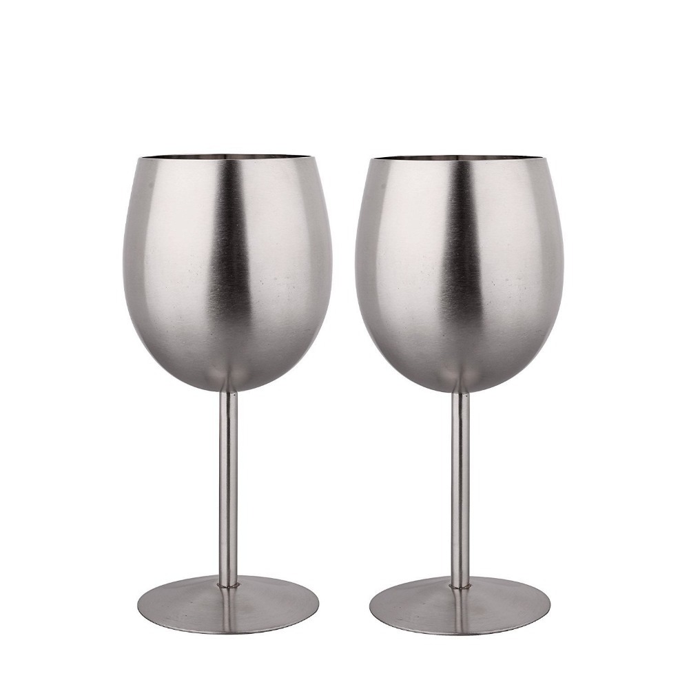 Red Wine Goblets Brushed Stainless Steel Champagne Cup single wall beer cup 10oz stem tumbler