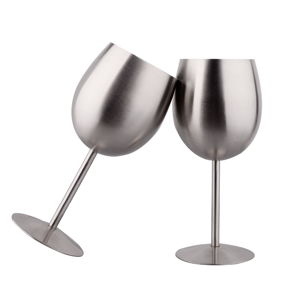 Red Wine Goblets Brushed Stainless Steel Champagne Cup single wall beer cup 10oz stem tumbler