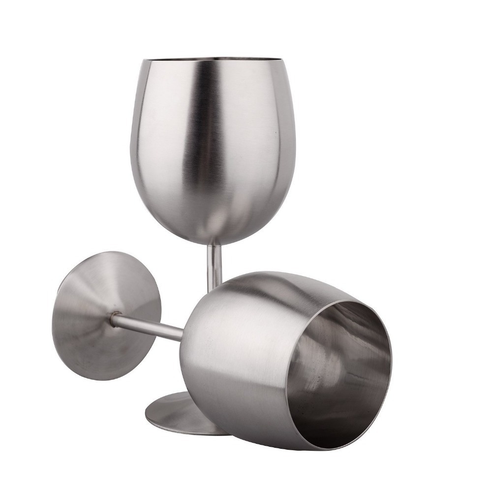 Red Wine Goblets Brushed Stainless Steel Champagne Cup single wall beer cup 10oz stem tumbler