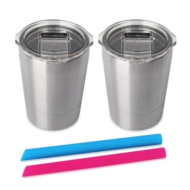 2 Piece Toddler Double Wall Stainless Steel Cups With Lids and Straws 8.5oz sippy cup tumbler