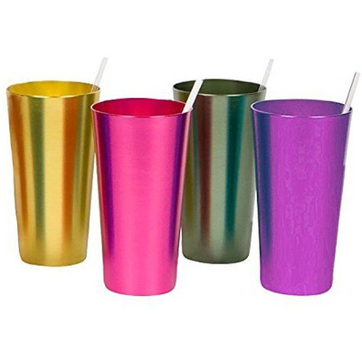 Aluminum Drinking Tumblers,VINTAGE COLORED ALUMINUM TUMBLERS METAL DRINKING CUPS COCKTAIL cup ,16oz Retro Aluminum tumbler