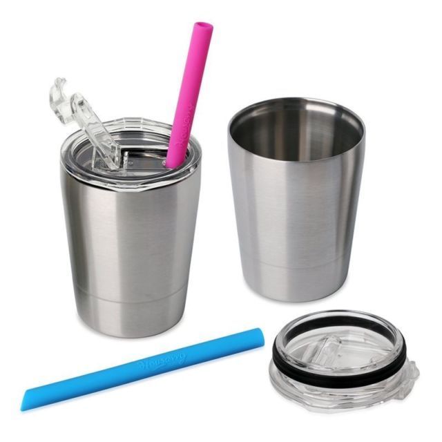 2 Piece Toddler Double Wall Stainless Steel Cups With Lids and Straws 8.5oz sippy cup tumbler