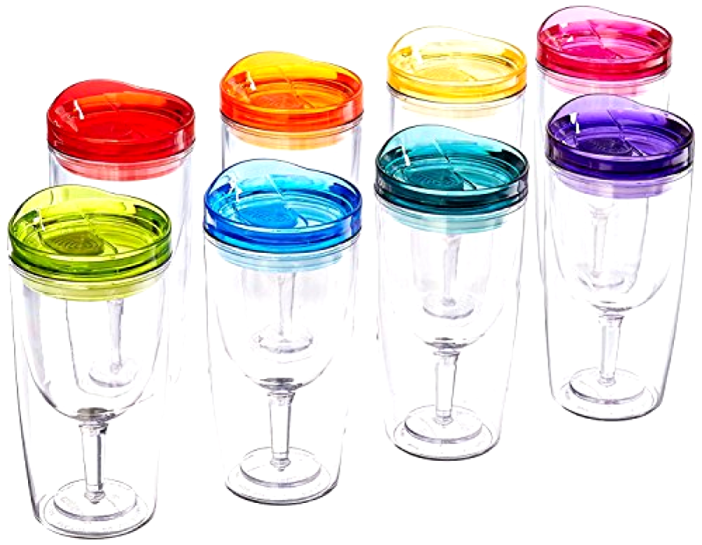 10 Ounce Pack of 8 acrylic wine tumbler with Drink Through Lid,10oz adult Sippy Cups For party wine cup