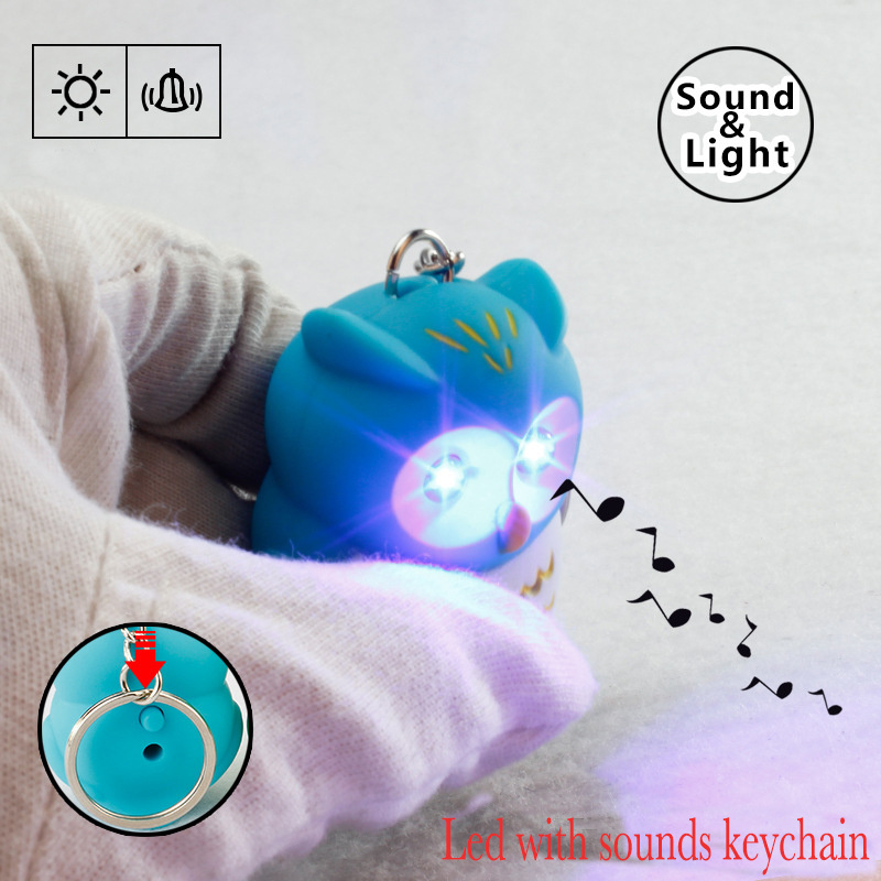 LED Owls Keychain with Sound luminous Key rings Voice Glowing Pendant Flash Key Ring Novelty Lighting toys Children Gift