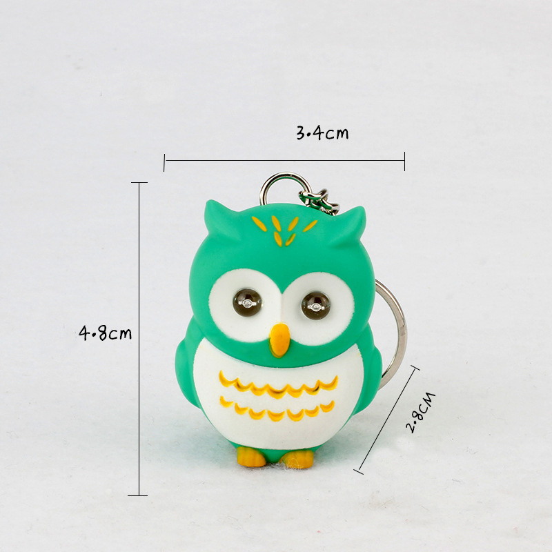 LED Owls Keychain with Sound luminous Key rings Voice Glowing Pendant Flash Key Ring Novelty Lighting toys Children Gift