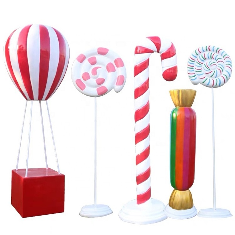 Customizable candy ornaments, fiberglass lollipop sculptures, holiday props, outdoor landscape crafts