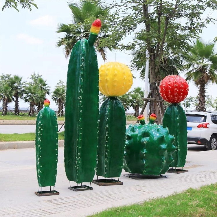 Customizable large plant cactus fiberglass sculpture outdoor park landscape decoration cactus ornaments