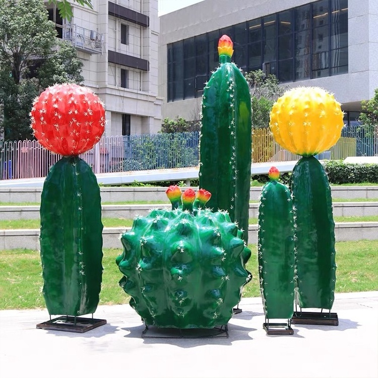 Customizable large plant cactus fiberglass sculpture outdoor park landscape decoration cactus ornaments