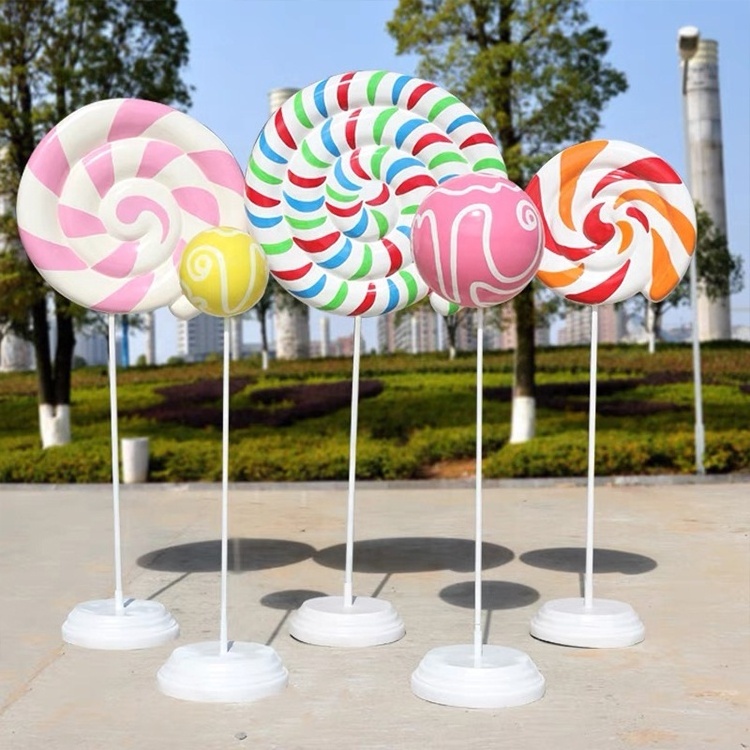 Customizable candy ornaments, fiberglass lollipop sculptures, holiday props, outdoor landscape crafts