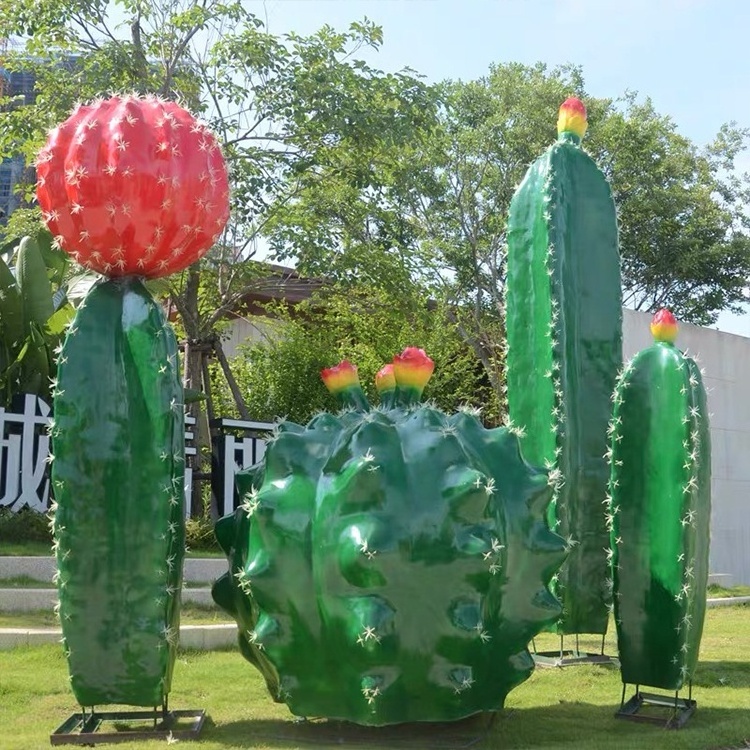 Customizable large plant cactus fiberglass sculpture outdoor park landscape decoration cactus ornaments