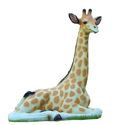 Customized modern decoration, life-size glass fiber giraffe sculpture, outdoor resin giraffe statue