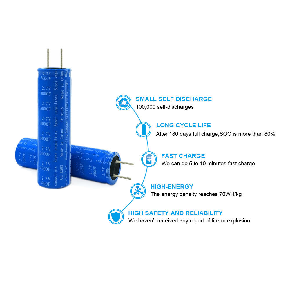 Automobile Energy Supply Capacitor 16V 1000f 2000f 3000f Motor and fan start supercapacitor Solar System Battery Fast Charging