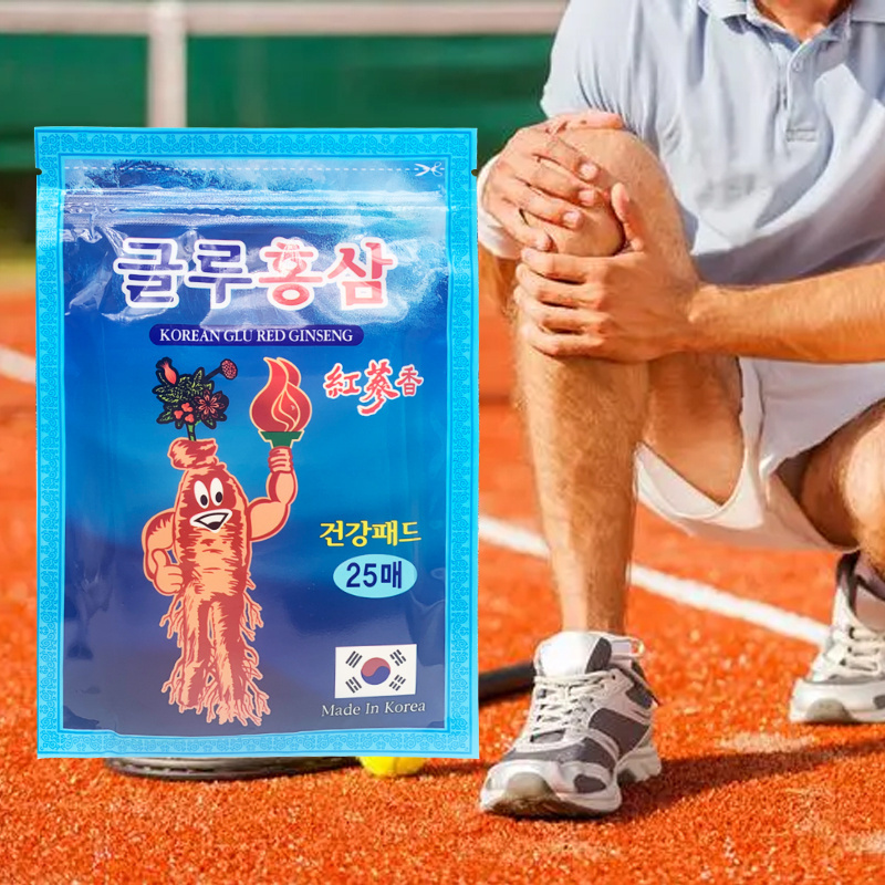 25pcs/bag Korean Herbal Red Ginseng Patch Relieve Knee Neck Back Pain Relief Stickers Sprain Strain Muscular Pain Plaster