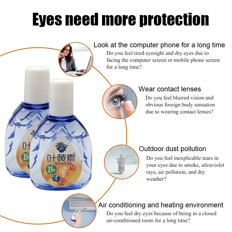 Lutein Eye Drops Relieves Eye Discomfort Blurred Vision Dry Itching Clean Relax Massage Puffiness Sore Eye Care 10.5g