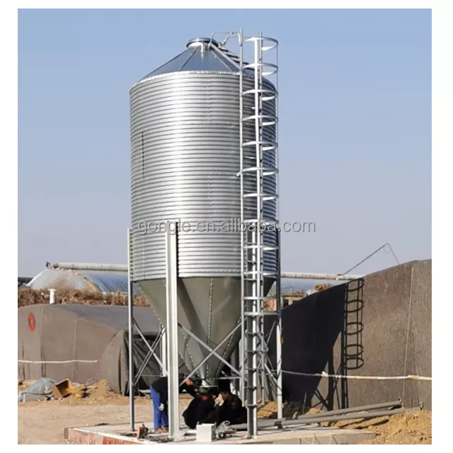 Poultry equipments 3000 kg small grain silos 3 ton  capacity with poultry feeding and drinking line automatic for poultry shed