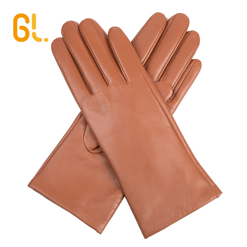 BW101 OEM Ladies Women Wholesale Fashion Leather Gloves Winter Knit Gloves Genuine Lambskin Sheepskin Driving Leather Gloves