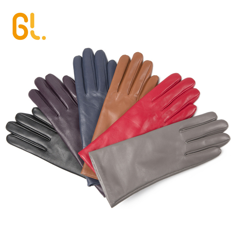 BW101 OEM Ladies Women Wholesale Fashion Leather Gloves Winter Knit Gloves Genuine Lambskin Sheepskin Driving Leather Gloves