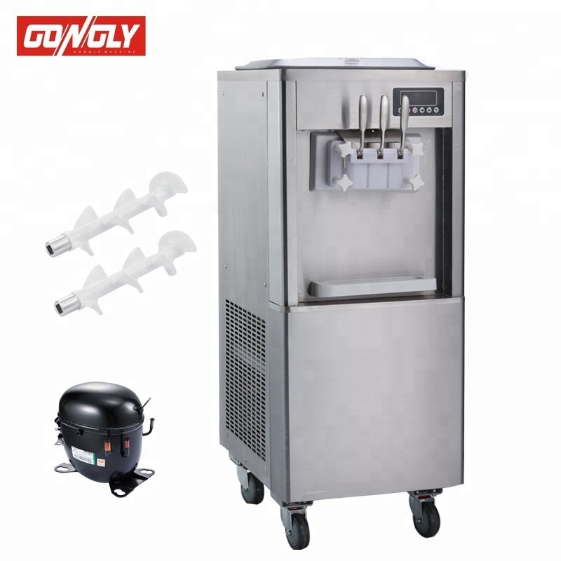 Machines Floor Standing Three Flavor Commercial Ice Cream Machine Soft Serve Ice Cream Maker Air Cooling System Milk Dispenser