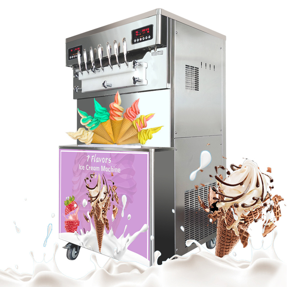 CE Rohs 7 Flavors Ice Cream Machine/Commercial Soft Frozen Yogurt Mix Ice Cream Maker /7 in 1 Ice Cream Machine