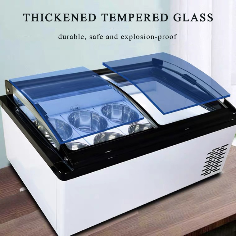 Table Top Glass Door Commercial Mini Ice Cream Showcase Refrigerated Display Freezer Gelato Ice Cream Display Freezer