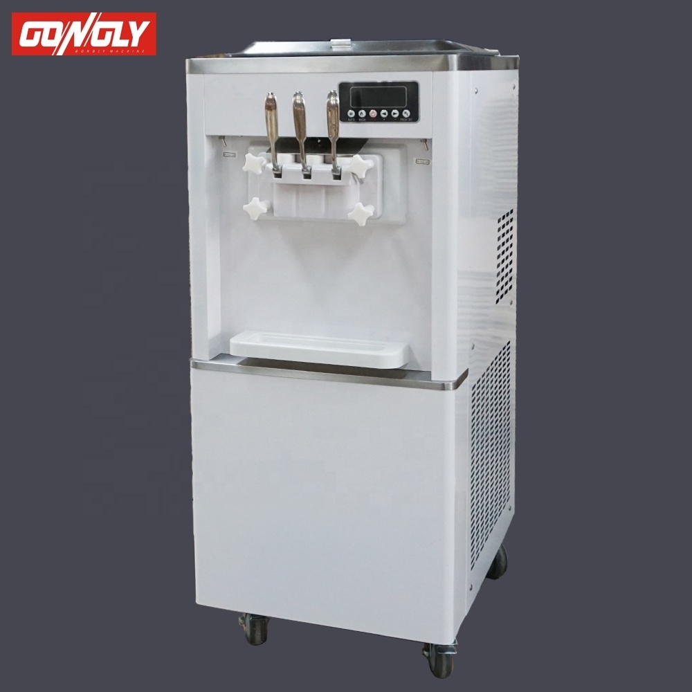 Machines Floor Standing Three Flavor Commercial Ice Cream Machine Soft Serve Ice Cream Maker Air Cooling System Milk Dispenser