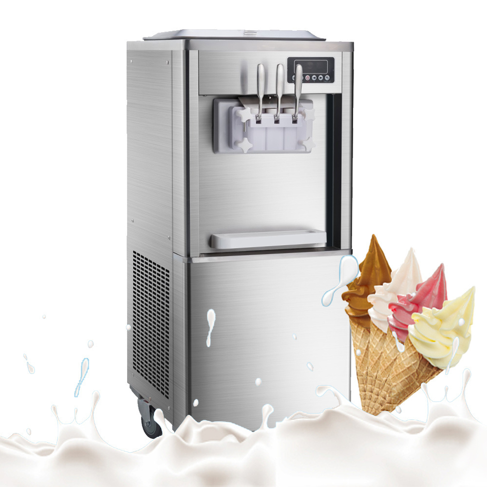 Machines Floor Standing Three Flavor Commercial Ice Cream Machine Soft Serve Ice Cream Maker Air Cooling System Milk Dispenser