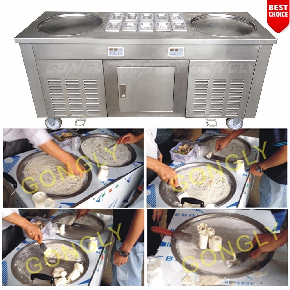 Brand Used Commercial Special Portable Philippines Thailand Rolled Flat Pan Fried Ice Cream Roll Machine