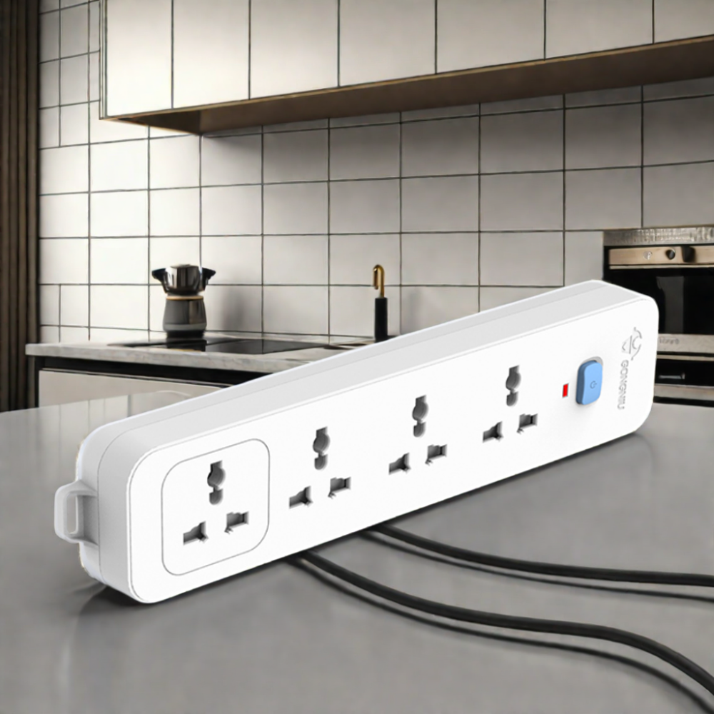 GONEO Flat Plug Power Strip 4 Socket Indoor Electric Power for Home Office Durable and Stylish Plug & Sockets