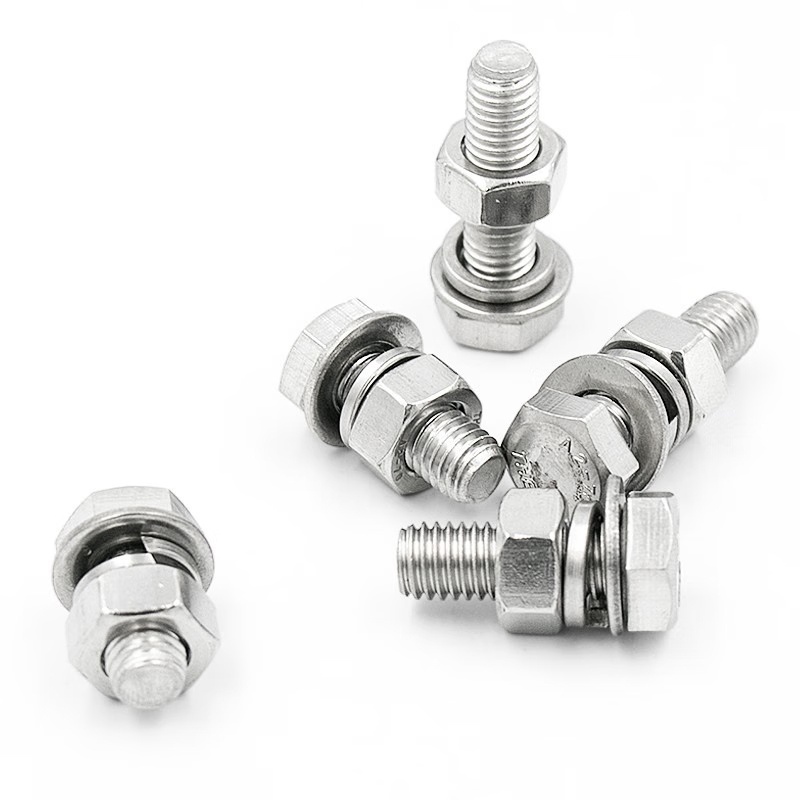 HYSTIC High Quality Four-Piece Combination 304 Stainless Steel Wheel Bolt Hexagonal Outer Screws Whole Teeth High-Strength Bolts