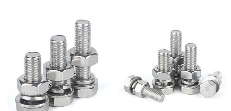 HYSTIC High Quality Four-Piece Combination 304 Stainless Steel Wheel Bolt Hexagonal Outer Screws Whole Teeth High-Strength Bolts