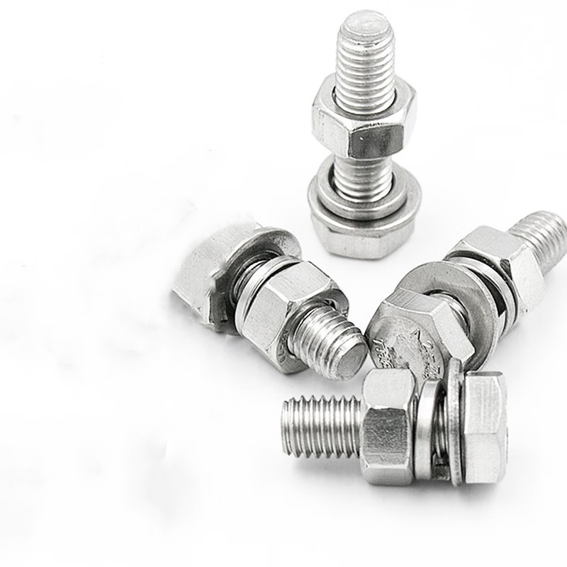 HYSTIC High Quality Four-Piece Combination 304 Stainless Steel Wheel Bolt Hexagonal Outer Screws Whole Teeth High-Strength Bolts