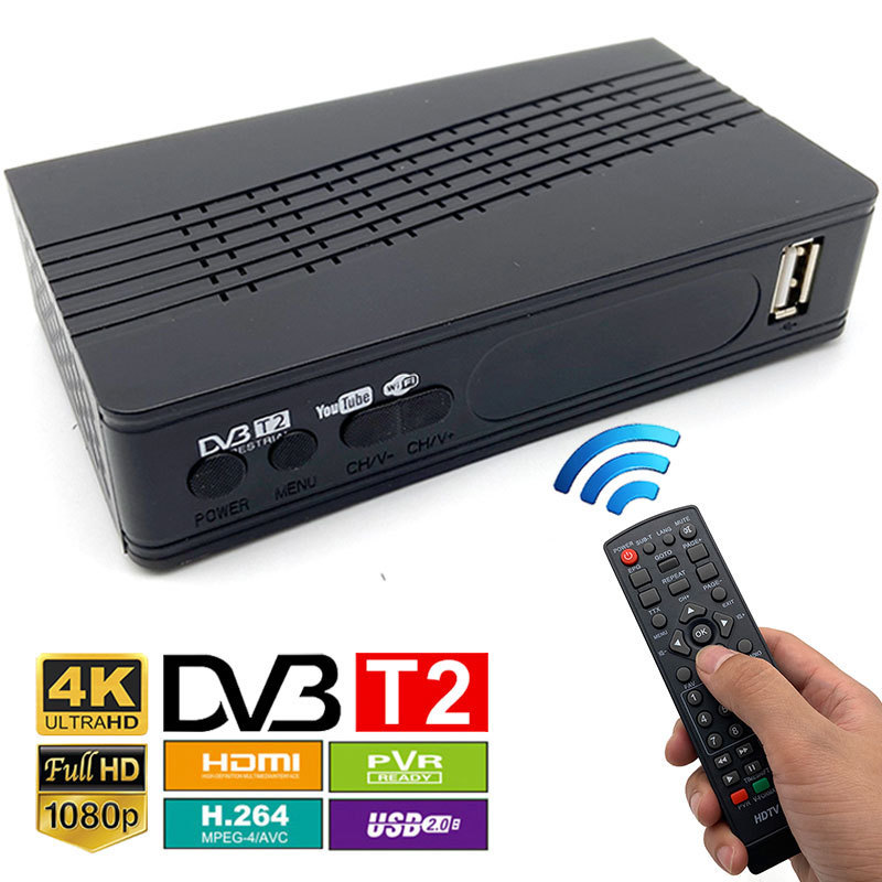 Hot selling digital hdtv 4k dd free dish mpeg4 full hd android set top box dvb t2 receiver tv set-top box with remote control