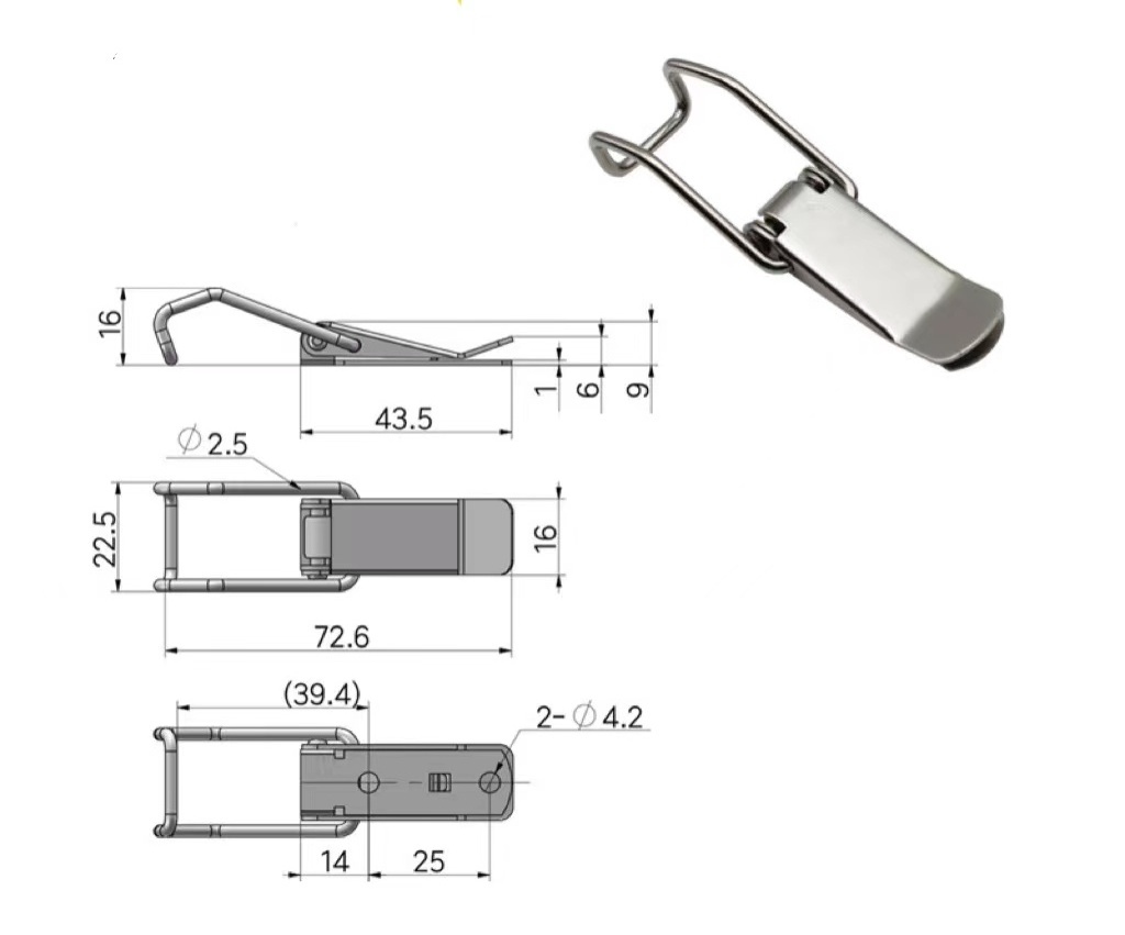 Adjustable Stainless Steel Iron  Locking Toggle Latch With Catch Plate Clamp Clips Latch