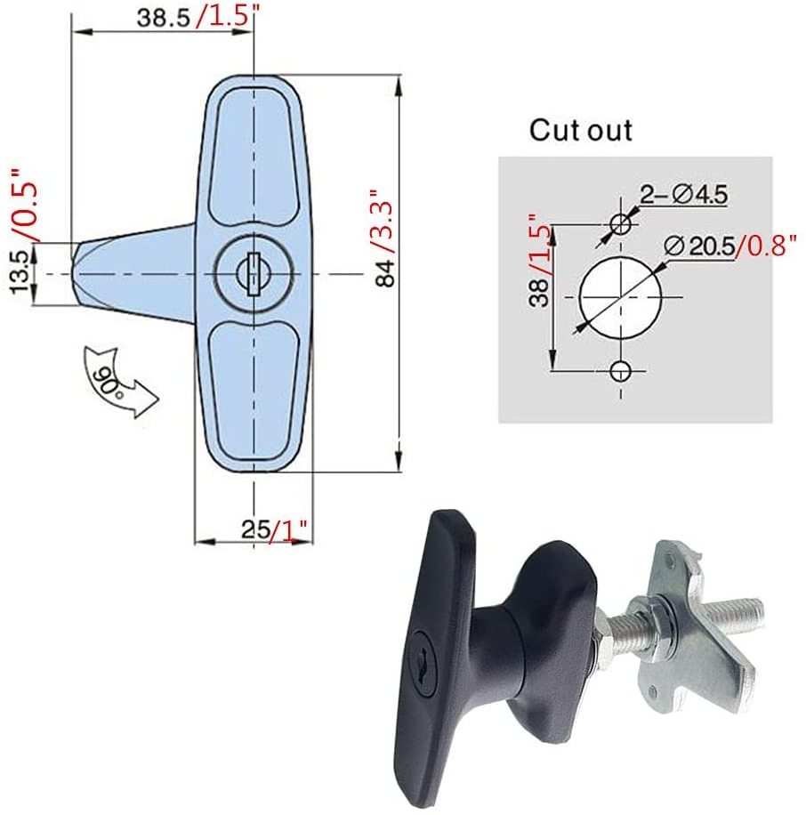 T-Handle Lock Latch Shed Door kit for Truck Cabinet Garage Door Lock Camper Shell Locks and Keys