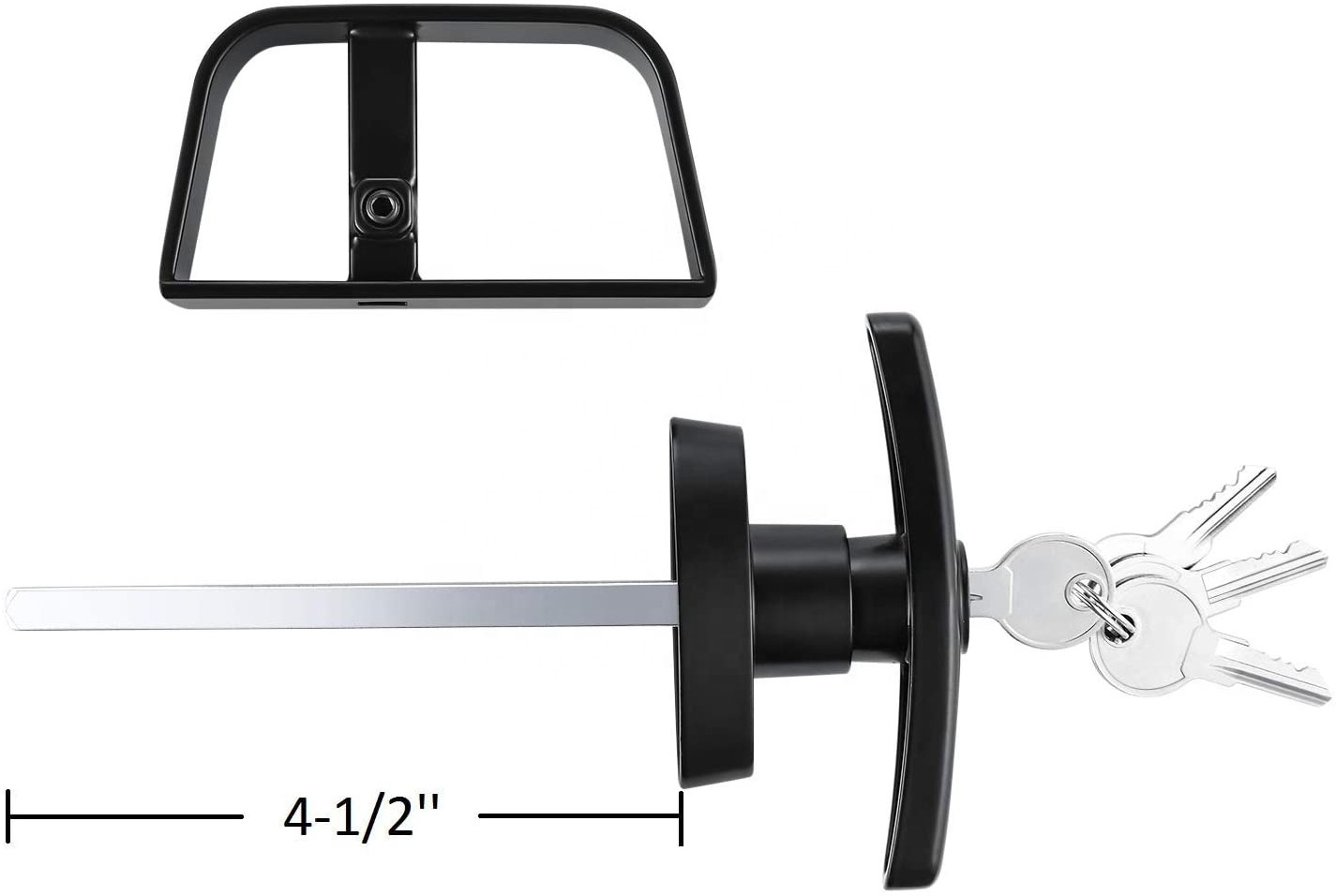 Black Shed Door Latch T-Handle Lock with 4 Keys and 2 Screws