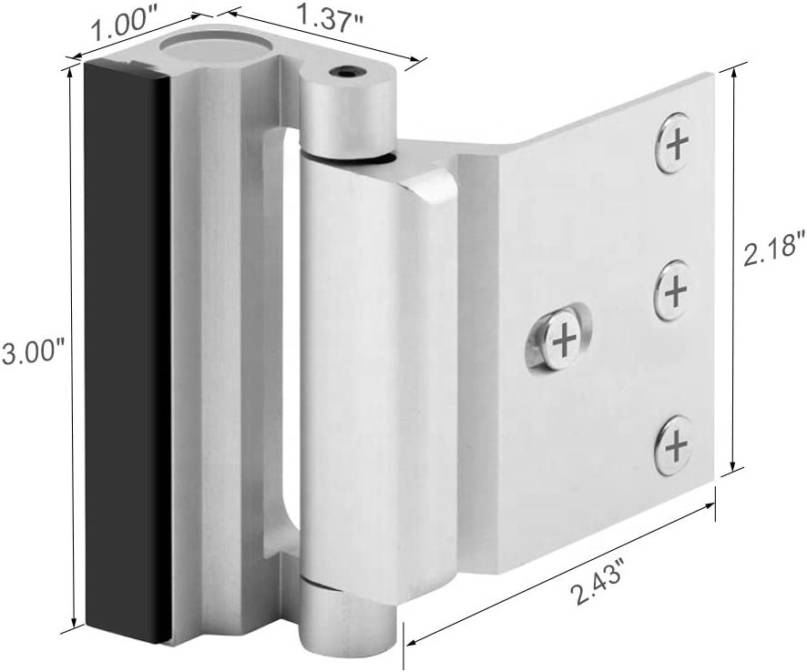 Door Reinforcement Lock Child Safety Door Security Lock with 4 Screws for Inward Swinging Door