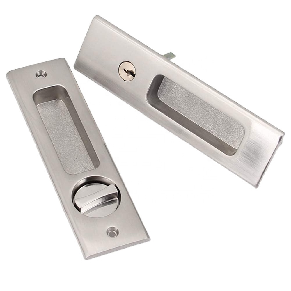 Sliding Barn Door Mortise Latch Lock Invisible Recessed Handle Latch with 3 Keys Interior Wood Pocket