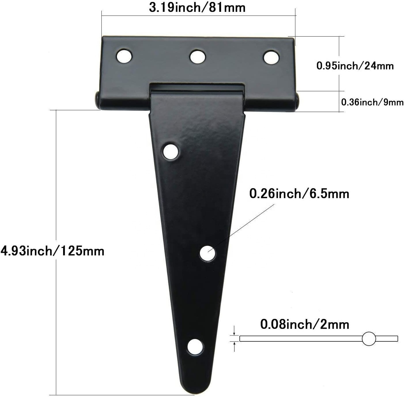 T-Strap Barn Door Hinges Shed Door Heavy Duty Hinges Gate Strap Hinges Black Wrought Hardware Iron Rustproof