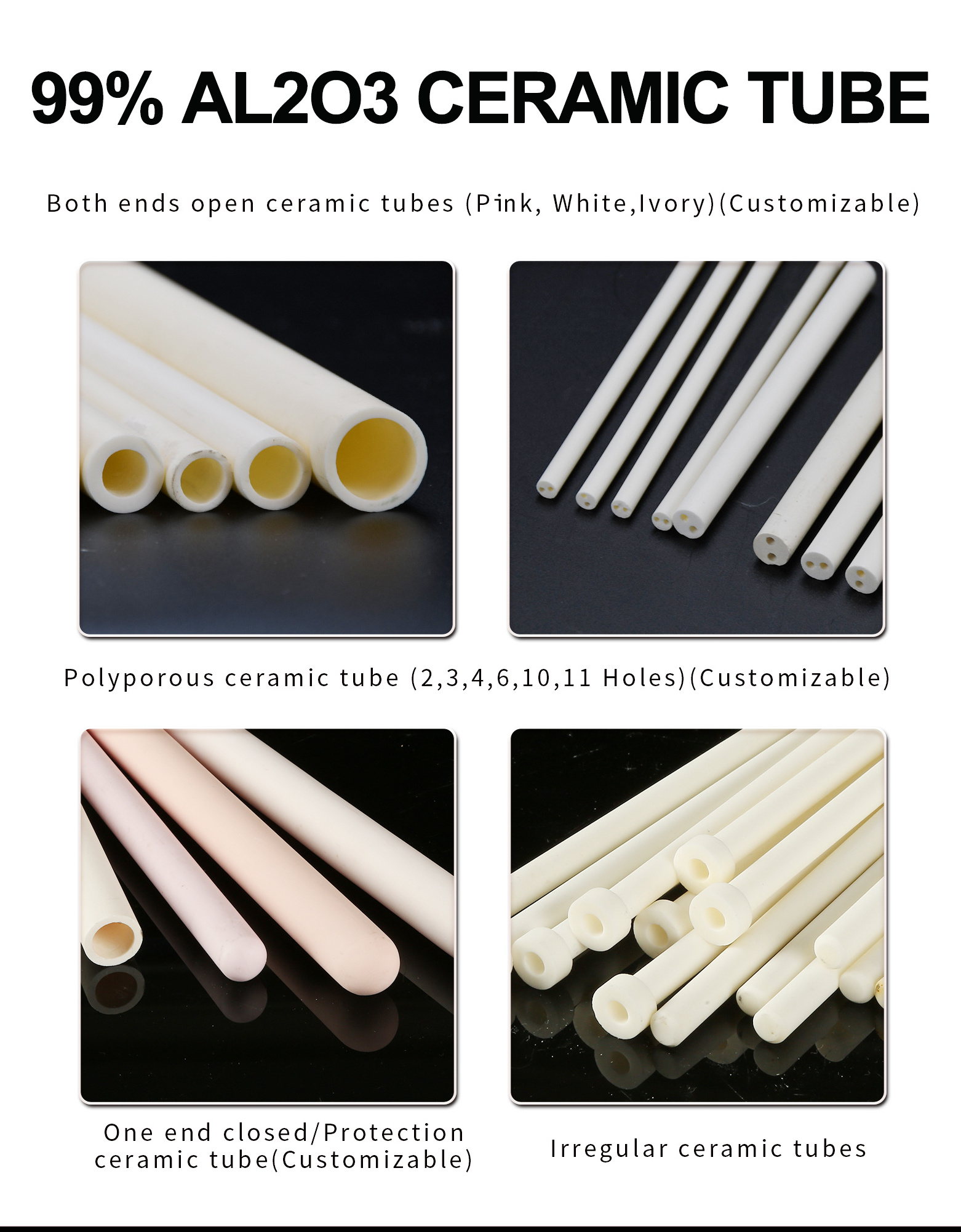 99.7% Industrial Porous Al2o3 Tube/Alumina Ceramic Tube