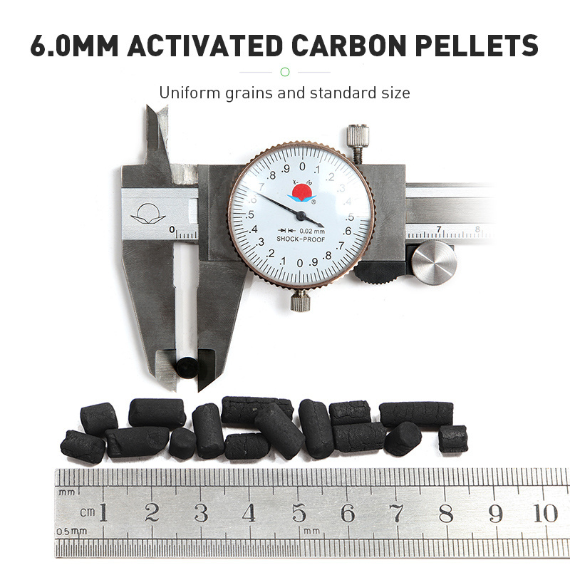 6mm extruded activated carbon pellets for odors removal from organic waste in the air