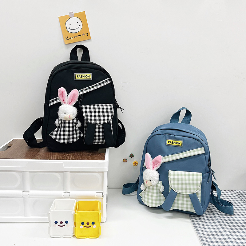 2022 Lightweight Breathable Waterproof Travel Bag Trendy Cartoon Rabbit Doll Kids School Backpack