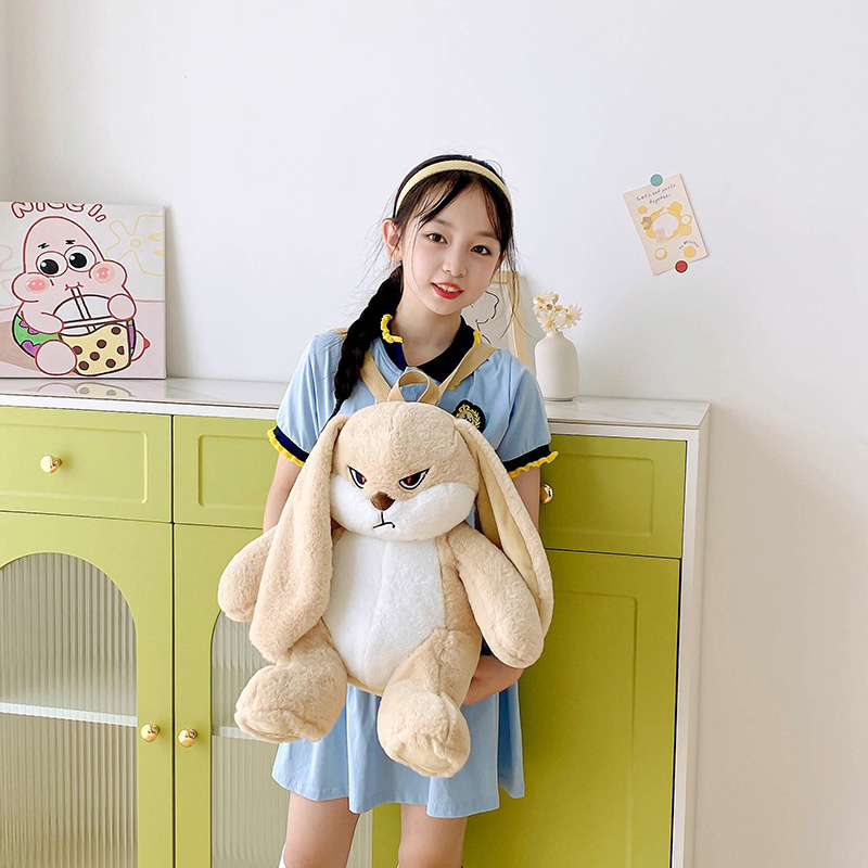 Hot Selling Kids Stuffed Animal Toy Backpacks Winter Fluffy Bunny Bags Outdoor Travel School Cartoon Backpack For Children