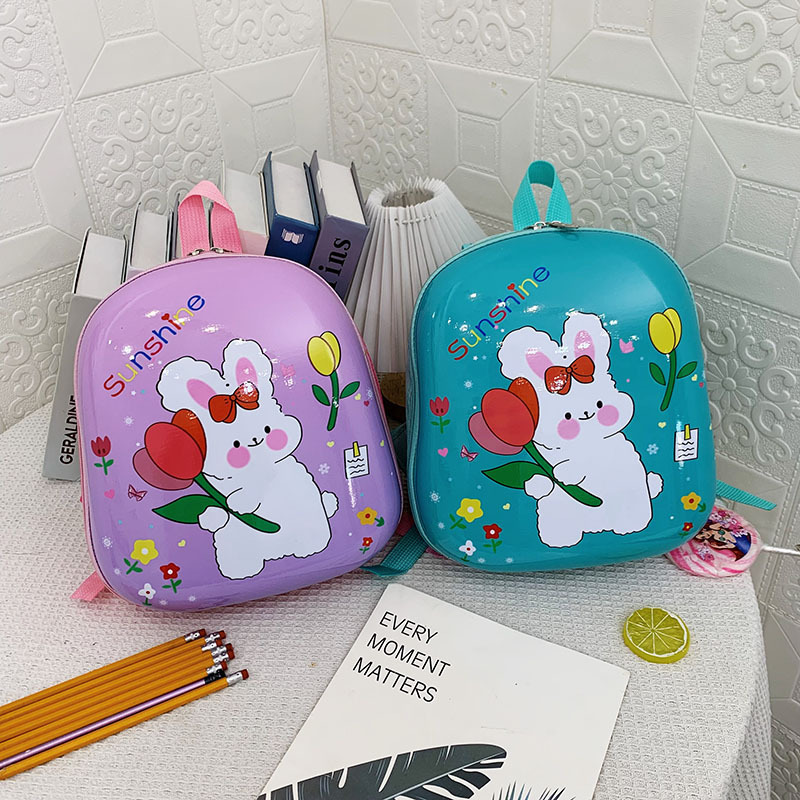 New Design 3d Eggshell Bag Cute Rabbit Print Kid Bag Waterproof Scratch Resistant School Bag