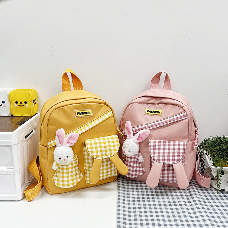 2022 Lightweight Breathable Waterproof Travel Bag Trendy Cartoon Rabbit Doll Kids School Backpack